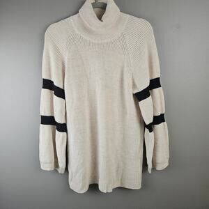 Arket Turtleneck Wool Sweater Black & Ivory Striped Long Sleeved Women’s Size XS